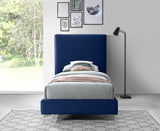 Geri Velvet / Engineered Wood / Metal / Foam Contemporary Navy Velvet Twin Bed - 44" W x 81.7" D x 53" H