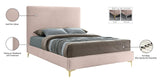 Geri Velvet / Engineered Wood / Metal / Foam Contemporary Pink Velvet Full Bed - 59.5" W x 81.7" D x 53" H