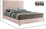 Geri Velvet / Engineered Wood / Metal / Foam Contemporary Pink Velvet Full Bed - 59.5" W x 81.7" D x 53" H