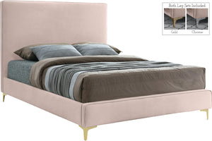 Geri Velvet / Engineered Wood / Metal / Foam Contemporary Pink Velvet Full Bed - 59.5" W x 81.7" D x 53" H