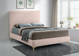 Geri Velvet / Engineered Wood / Metal / Foam Contemporary Pink Velvet Full Bed - 59.5" W x 81.7" D x 53" H