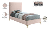 Geri Velvet / Engineered Wood / Metal / Foam Contemporary Pink Velvet Twin Bed - 44" W x 81.7" D x 53" H