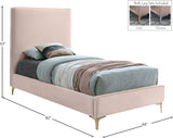 Geri Velvet / Engineered Wood / Metal / Foam Contemporary Pink Velvet Twin Bed - 44" W x 81.7" D x 53" H