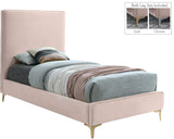 Geri Velvet / Engineered Wood / Metal / Foam Contemporary Pink Velvet Twin Bed - 44" W x 81.7" D x 53" H