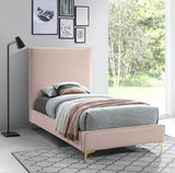 Geri Velvet / Engineered Wood / Metal / Foam Contemporary Pink Velvet Twin Bed - 44" W x 81.7" D x 53" H