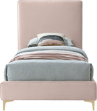 Geri Velvet / Engineered Wood / Metal / Foam Contemporary Pink Velvet Twin Bed - 44" W x 81.7" D x 53" H