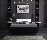 Ghost Acrylic / Velvet / Engineered Wood / Metal / Foam Contemporary Black Velvet King Bed - 81" W x 86.5" D x 50" H