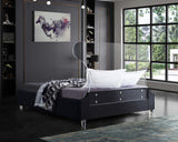 Ghost Acrylic / Velvet / Engineered Wood / Metal / Foam Contemporary Black Velvet King Bed - 81" W x 86.5" D x 50" H