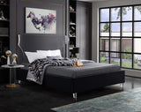 Ghost Acrylic / Velvet / Engineered Wood / Metal / Foam Contemporary Black Velvet Queen Bed - 65.5" W x 86.5" D x 50" H