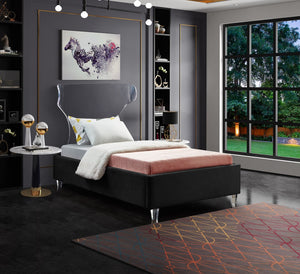 Ghost Acrylic / Velvet / Engineered Wood / Metal / Foam Contemporary Black Velvet Twin Bed - 44" W x 81" D x 50" H
