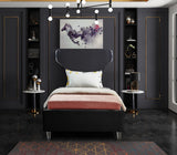 Ghost Acrylic / Velvet / Engineered Wood / Metal / Foam Contemporary Black Velvet Twin Bed - 44" W x 81" D x 50" H