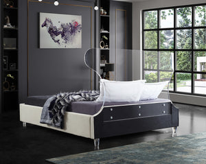 Ghost Acrylic / Velvet / Engineered Wood / Metal / Foam Contemporary Cream Velvet Full Bed - 59.5" W x 81" D x 50" H