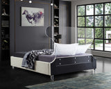 Ghost Acrylic / Velvet / Engineered Wood / Metal / Foam Contemporary Cream Velvet King Bed - 81" W x 86.5" D x 50" H