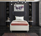 Ghost Acrylic / Velvet / Engineered Wood / Metal / Foam Contemporary Cream Velvet Twin Bed - 44" W x 81" D x 50" H