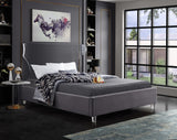 Ghost Acrylic / Velvet / Engineered Wood / Metal / Foam Contemporary Grey Velvet King Bed - 81" W x 86.5" D x 50" H