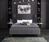 Ghost Acrylic / Velvet / Engineered Wood / Metal / Foam Contemporary Grey Velvet King Bed - 81" W x 86.5" D x 50" H