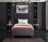 Ghost Acrylic / Velvet / Engineered Wood / Metal / Foam Contemporary Grey Velvet Twin Bed - 44" W x 81" D x 50" H