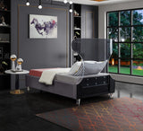 Ghost Acrylic / Velvet / Engineered Wood / Metal / Foam Contemporary Grey Velvet Twin Bed - 44" W x 81" D x 50" H