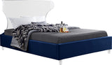 Ghost Acrylic / Velvet / Engineered Wood / Metal / Foam Contemporary Navy Velvet Full Bed - 59.5" W x 81" D x 50" H