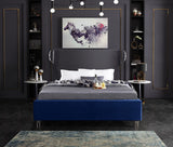 Ghost Acrylic / Velvet / Engineered Wood / Metal / Foam Contemporary Navy Velvet Queen Bed - 65.5" W x 86.5" D x 50" H