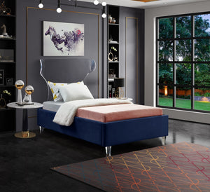 Ghost Acrylic / Velvet / Engineered Wood / Metal / Foam Contemporary Navy Velvet Twin Bed - 44" W x 81" D x 50" H