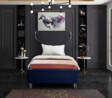 Ghost Acrylic / Velvet / Engineered Wood / Metal / Foam Contemporary Navy Velvet Twin Bed - 44" W x 81" D x 50" H