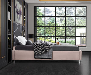 Ghost Acrylic / Velvet / Engineered Wood / Metal / Foam Contemporary Pink Velvet Full Bed - 59.5" W x 81" D x 50" H