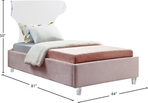 Ghost Acrylic / Velvet / Engineered Wood / Metal / Foam Contemporary Pink Velvet Twin Bed - 44" W x 81" D x 50" H