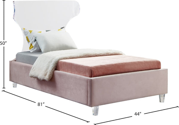 Ghost Acrylic / Velvet / Engineered Wood / Metal / Foam Contemporary Pink Velvet Twin Bed - 44" W x 81" D x 50" H