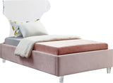Ghost Acrylic / Velvet / Engineered Wood / Metal / Foam Contemporary Pink Velvet Twin Bed - 44" W x 81" D x 50" H