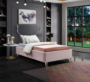 Ghost Acrylic / Velvet / Engineered Wood / Metal / Foam Contemporary Pink Velvet Twin Bed - 44" W x 81" D x 50" H