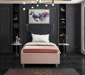 Ghost Acrylic / Velvet / Engineered Wood / Metal / Foam Contemporary Pink Velvet Twin Bed - 44" W x 81" D x 50" H