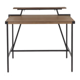 Gia Industrial Counter Table in Black Metal and Brown Wood-Pressed Grain Bamboo by LumiSource