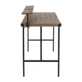 Gia Industrial Counter Table in Black Metal and Brown Wood-Pressed Grain Bamboo by LumiSource