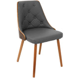 Gianna Mid-Century Modern Dining/Accent Chair in Walnut with Grey Faux Leather by LumiSource