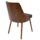 Gianna Mid-Century Modern Dining/Accent Chair in Walnut with Brown Faux Leather by LumiSource