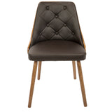 Gianna Mid-Century Modern Dining/Accent Chair in Walnut with Brown Faux Leather by LumiSource