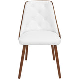 Gianna Mid-Century Modern Dining/Accent Chair in Walnut with White Faux Leather by LumiSource