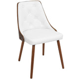 Gianna Mid-Century Modern Dining/Accent Chair in Walnut with White Faux Leather by LumiSource