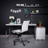 Dirk Low Back Office Chair w/o Armrests in White with Chromed Steel Base