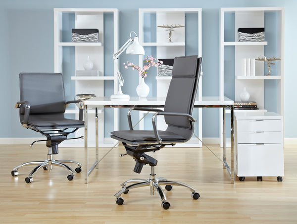 Gunar Pro High Back Office Chair in Gray with Chromed Steel Base