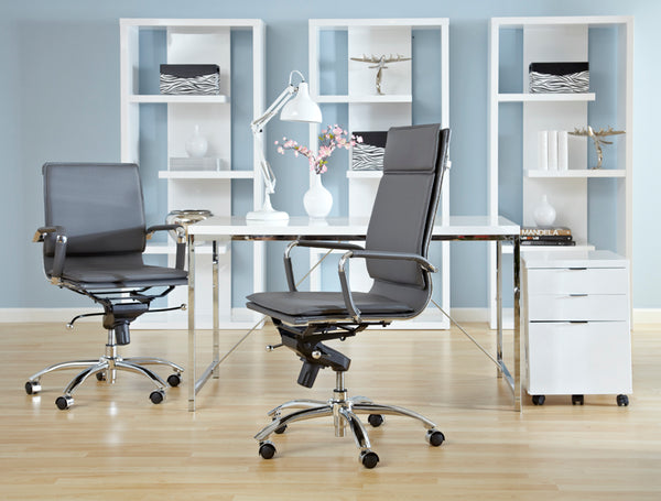 Gunar Pro Low Back Office Chair in Gray with Chromed Steel Base