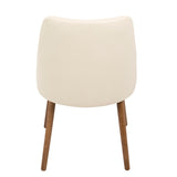 Giovanni Mid-Century Modern Dining/Accent Chair in Walnut and Cream Quilted Faux Leather by LumiSource