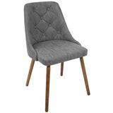 Giovanni Mid-Century Modern Dining/Accent Chair in Walnut and Grey Quilted Faux Leather by LumiSource