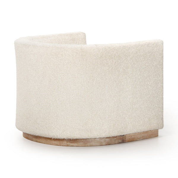 Union Home Glen Lounge Pearl White Boucle Plantation Grown Hardwood, FSC Certified Oak Wood, Ply & Upholstery 