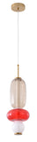 Bethel White, Grey, & Red LED Pendant in Metal & Glass