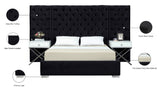 Grande Velvet / Engineered Wood / Metal / Foam Contemporary Black Velvet King Bed (3 Boxes) - 129" W x 86" D x 64" H