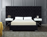 Grande Velvet / Engineered Wood / Metal / Foam Contemporary Black Velvet King Bed (3 Boxes) - 129" W x 86" D x 64" H