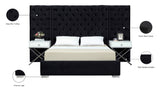 Grande Velvet / Engineered Wood / Metal / Foam Contemporary Black Velvet Queen Bed (3 Boxes) - 113" W x 86" D x 64" H