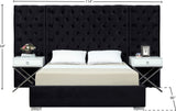 Grande Velvet / Engineered Wood / Metal / Foam Contemporary Black Velvet Queen Bed (3 Boxes) - 113" W x 86" D x 64" H